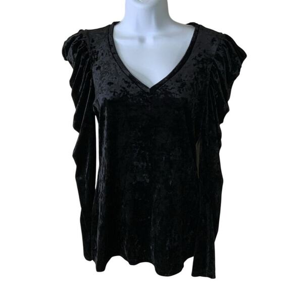 Bisou Bisou Michele Bohbot Vintage Shirt Womens M Long Sleeve Ruffled Cap Velvet - Picture 4 of 8
